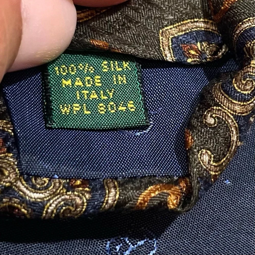 Italian Silk Tie by Club Room Green Blue Tan Gold